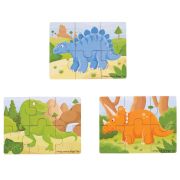 Set 3 puzzle din lemn - dinozauri