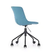 Scaun birou copii hm doblo, ergonomic, roti pivotante, cadru cromat, stofa, inaltime ajustabila, 100 kg, turcoaz drm4640