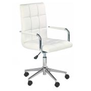 Scaun birou copii hm gonzo 2, ergonomic, cadru metalic, tapitat cu piele ecologica, ajustabil pe inaltime, cu brate, 90 kg, alb drm3831