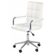 Scaun birou copii hm gonzo 2, ergonomic, cadru metalic, tapitat cu piele ecologica, ajustabil pe inaltime, cu brate, 90 kg, alb drm3831