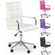 Scaun birou copii hm gonzo 2, ergonomic, cadru metalic, tapitat cu piele ecologica, ajustabil pe inaltime, cu brate, 90 kg, alb drm3831