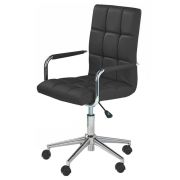 Scaun birou copii hm gonzo 2, ergonomic, cadru metalic, tapitat cu piele ecologica, mecanism de balans, cu brate, 90 kg, negru drm3832