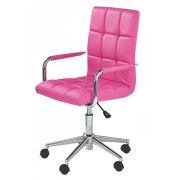 Scaun birou copii hm gonzo 2, ergonomic, cadru metalic, tapitat cu piele ecologica, mecanism de balans, cu brate, 90 kg, roz drm3833