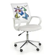 Scaun birou copii hm ibis butterfly, ergonomic, cadru metal, stofa/piele ecologica, inaltime ajustabila, 100 kg, multicolor drm3734