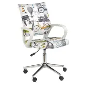 Scaun birou copii hm ibis paris, ergonomic, spatar curbat, cadru cromat, stofa, inaltime ajustabila, 100 kg, multicolor drm3736