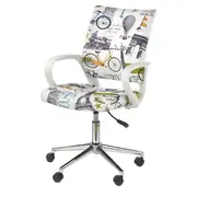 Scaun birou copii hm ibis paris, ergonomic, spatar curbat, cadru cromat, stofa, inaltime ajustabila, 100 kg, multicolor drm3736