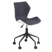 Scaun birou copii hm matrix, ergonomic, cadru metalic, stofa/piele ecologica, roti pivotante, 100 kg, alb/gri drm3841
