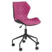 Scaun birou copii hm matrix, ergonomic, cadru metalic, stofa/piele ecologica, roti pivotante, 100 kg, negru/roz drm3843