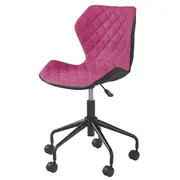Scaun birou copii hm matrix, ergonomic, cadru metalic, stofa/piele ecologica, roti pivotante, 100 kg, negru/roz drm3843