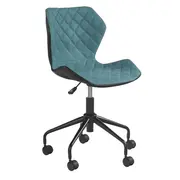 Scaun birou copii hm matrix, ergonomic, cadru cromat, stofa/piele ecologica, roti pivotante, 100 kg, negru/turcoaz drm3844