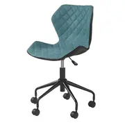 Scaun birou copii hm matrix, ergonomic, cadru cromat, stofa/piele ecologica, roti pivotante, 100 kg, negru/turcoaz drm3844