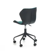 Scaun birou copii hm matrix, ergonomic, cadru cromat, stofa/piele ecologica, roti pivotante, 100 kg, negru/turcoaz drm3844