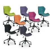 Scaun birou copii hm matrix, ergonomic, cadru cromat, stofa/piele ecologica, roti pivotante, 100 kg, negru/turcoaz drm3844