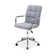 Scaun birou pentru copii sl q022, tapiterie stofa, roti pivotante, inaltime reglabila, baza cromata, 90 kg, gri drm4585