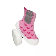 Mocasini roz cu inimioare cu talpa antiderapanta OB-019-2.Marimea 23