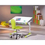 Birou ergonomic pentru copii hm collorido, inaltime reglabila, unghi inclinare ajustabil, cadru metalic, mdf, 100x66x69-84 cm, alb drm2316