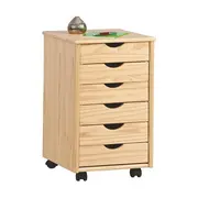 Dulapior rulant hm nils, cu sertare, cu roti, structura lemn, natur drm2318