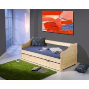 Pat pentru copii cu sertar hm laura, lemn, margini rotunjite, 209x96x65 cm, natur drm2303