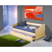Pat pentru copii cu sertar hm laura, lemn, margini rotunjite, 209x96x65 cm, natur drm2303
