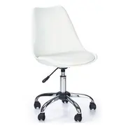 Scaun birou copii hm coco, piele ecologica, inaltime reglabila, cadru cromat, 80 kg, alb drm2744