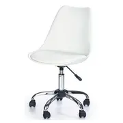 Scaun birou copii hm coco, piele ecologica, inaltime reglabila, cadru cromat, 80 kg, alb drm2744