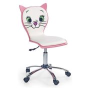 Scaun birou copii hm kitty 2, ergonomic, cadru polipropilena, piele ecologica, inaltime ajustabila, 80 kg, 95x55x35 cm, alb drm2209