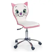 Scaun birou copii hm kitty 2, ergonomic, cadru polipropilena, piele ecologica, inaltime ajustabila, 80 kg, 95x55x35 cm, alb drm2209