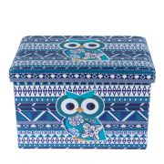 Taburete cu spatiu depozitare, design, mdf/ piele ecologica, 100 kg, 48 x 32 blue owl drm3175
