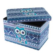 Taburete cu spatiu depozitare, design, mdf/ piele ecologica, 100 kg, 48 x 32 blue owl drm3175