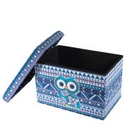 Taburete cu spatiu depozitare, design, mdf/ piele ecologica, 100 kg, 48 x 32 blue owl drm3175
