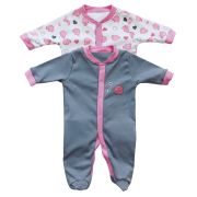 Set 2 bucati salopeta cu maneca lunga Pink Elephant 18-24 luni BBXSB-SLEEP-02-18-24
