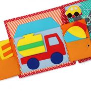 Carti educative din fetru cu activitati pentru bebelusi si copii The Fast Car - Quiet books - solutia ideala pentru deplasari cu masina sau avionul - SOLJD8002