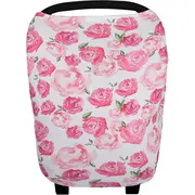 Husa multifunctionala 4 in 1- Esarfa alaptare, husa pentru cosulet auto, cos cumparaturi si scaun de masa Bambinice BN002 BBJBN002_Alb/Roz/Roses