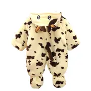 Combinezon plusat bebelusi - Vacuta cu pete maro (Marime Disponibila: 12-18 luni) - 1558.12-18 luni