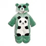 Combinezon plusat verde bebelusi - Panda - 1723.12-18 luni