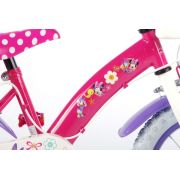 Bicicleta Volare pentru fete 14 inch cu scaun pentru papusi roti ajutatoare cosulet si doua frane de mana Minnie Mouse partial montata - SOLVOL31426-CH-IT
