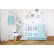 Set de pat pentru bebelusi blue panda - 3 piese, 100% bumbac