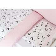 Set de pat pentru bebelusi pink panda - 3 piese, 100% bumbac