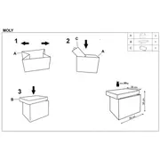 Taburete pliabil cu spatiu depozitare hm moly bufnita, piele ecologica, patrat, 80 kg drm4821
