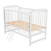 BabyNeeds - Patut din lemn Ola 120x60 cm, cu laterala culisanta, Alb BYNBOOLA03AL