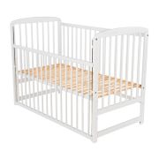 BabyNeeds - Patut din lemn Ola 120x60 cm, cu laterala culisanta, Alb BYNBOOLA03AL