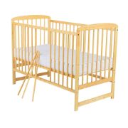 BabyNeeds - Patut din lemn Ola 120x60 cm, Natur + Saltea 10 cm BYNBOOLA10CM01NT