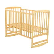 BabyNeeds - Patut din lemn Ola 120x60 cm, Natur + Saltea 10 cm BYNBOOLA10CM01NT
