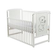 BabyNeeds - Patut din lemn Timmi 120x60 cm, cu laterala culisanta, Alb BYNBOTIM03AL