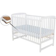 BabyNeeds - Patut din lemn Ola, 120X60 cm, Alb + Saltea 8 cm BYNBOOLA8CM01AL