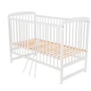 BabyNeeds - Patut din lemn Ola, 120X60 cm, Alb + Saltea 8 cm BYNBOOLA8CM01AL