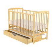 BabyNeeds - Patut din lemn Ola 120x60 cm, cu sertar, Natur BYNBOOLA02NT