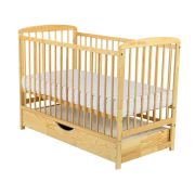 BabyNeeds - Patut din lemn Ola 120x60 cm, cu sertar, Natur BYNBOOLA02NT