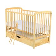 BabyNeeds - Patut din lemn Ola 120x60 cm, cu sertar, Natur BYNBOOLA02NT