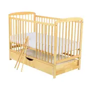 BabyNeeds - Patut din lemn Ola 120x60 cm, cu sertar, Natur BYNBOOLA02NT